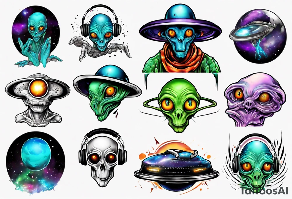 Extra terrestrial DJ tattoo idea