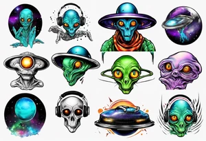 Extra terrestrial DJ tattoo idea
