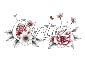 The name Cortez with flowers tattoo idea
