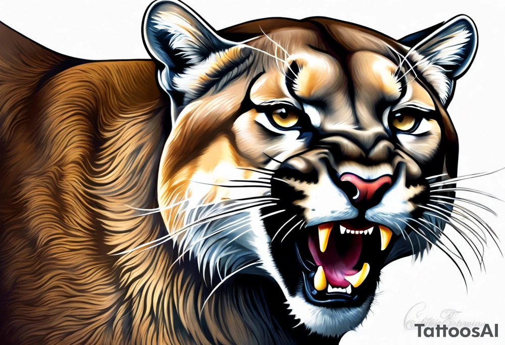 mountain lion growling tattoo idea
