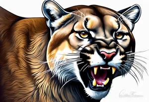 mountain lion growling tattoo idea