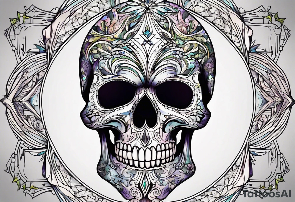psychedelic skull tattoo idea