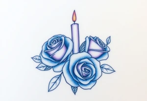 Blue, 2 roses, 2 candles tattoo idea