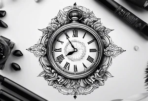 Make time count. watch and sand flying around hourglass tattoo idea