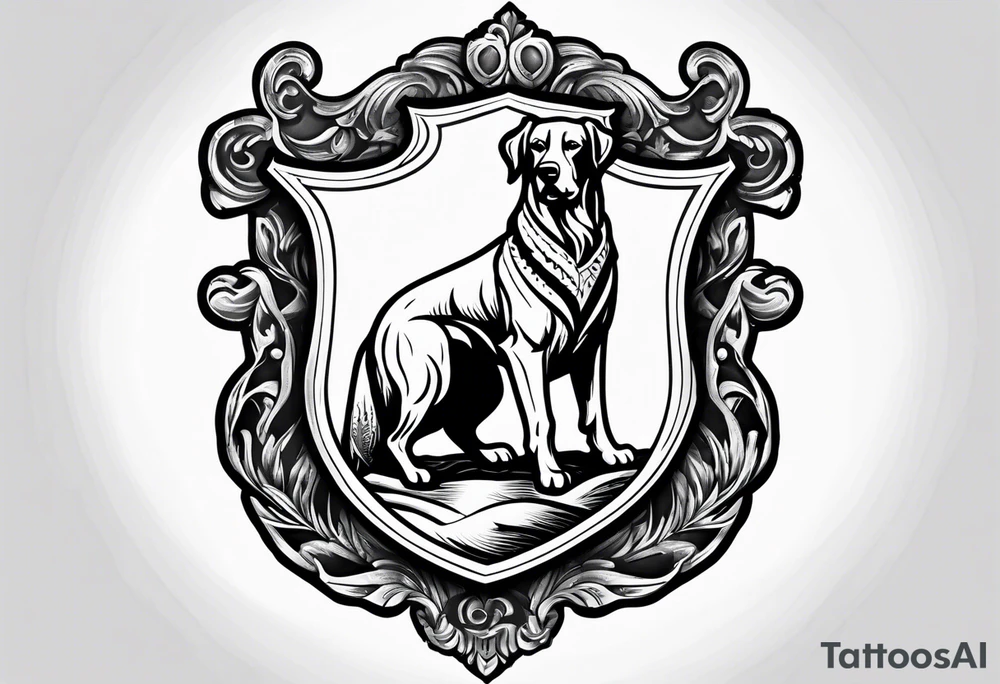 a coat of arms with a hound in the shield tattoo idea