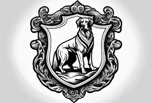 a coat of arms with a hound in the shield tattoo idea