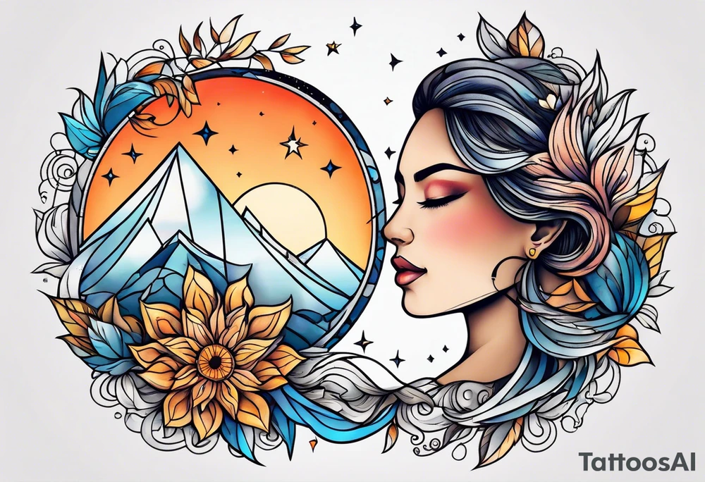 Sol e lua juntos tattoo idea