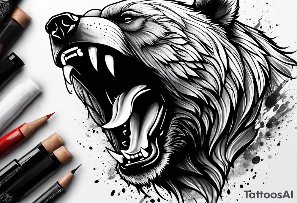 angry bear tattoo idea
