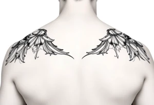 Ornamental thin line shoulder tattoo idea