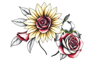 Sunflower,iris and a Rose flowers tattoo idea