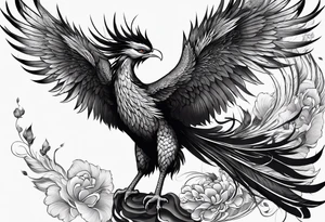 asian elegant long feathered phoenix
with a long neck, with short wings tattoo idea
