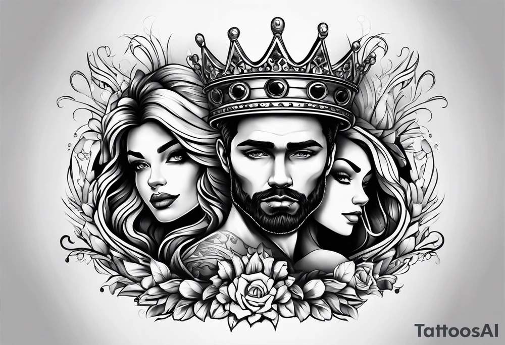 Couples tattoo with king crown and name (Tyler) tattoo idea Couples tattoo with king crown and name (Tyler) tattoo idea