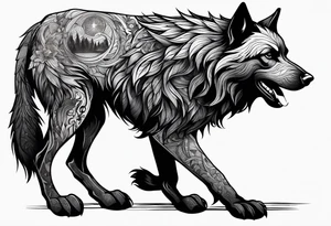 Harry Potter Werewolf and black dog standing side by side tattoo idea