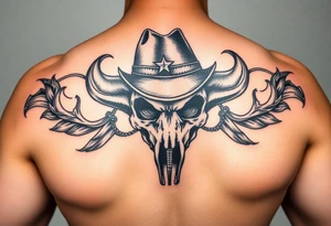 Create a tatoo design for a sleeve  with edelbrock and my boyfriends name  Micky in it and southern cowboy hat skull colors black grey crimson ehite tattoo idea