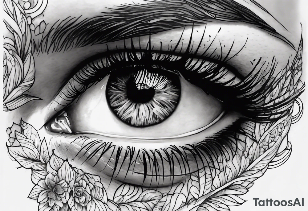 Feminine Eye melting tattoo idea