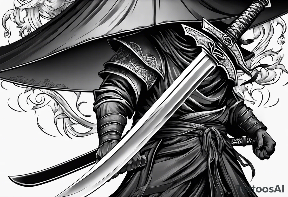 katana with grim reaper tattoo idea