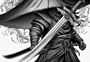 katana with grim reaper tattoo idea