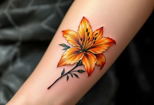 Orange and yellow glowing lily tattoo idea