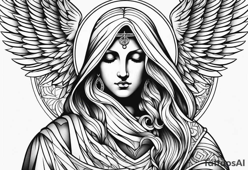 Religious, angel, powerful tattoo idea