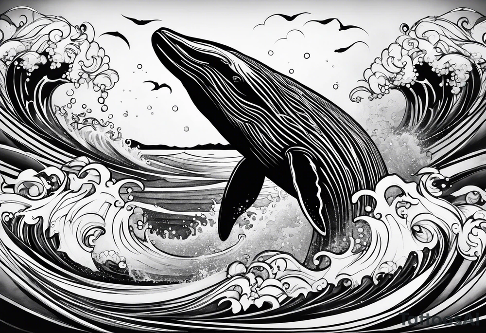 Hawaiian breaching whale tattoo idea