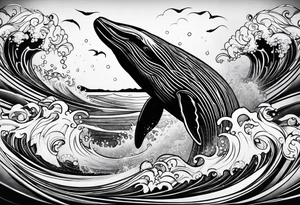 Hawaiian breaching whale tattoo idea