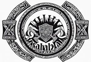 Valhalla round shield 
 axe berserker tattoo idea