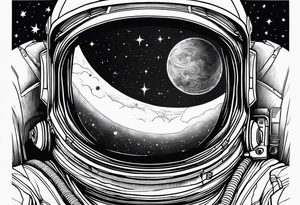 an astronaut hunched over in space from the back holding a planet in his hands tattoo idea