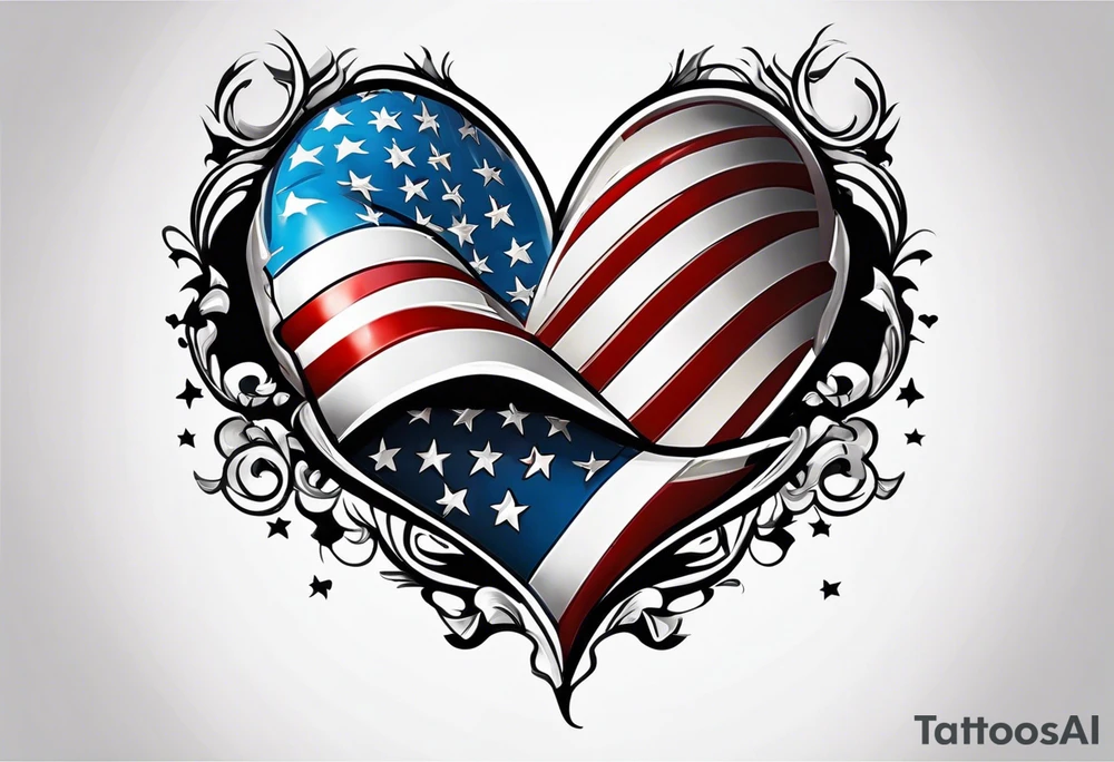 American flag in heart tattoo idea