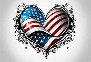 American flag in heart tattoo idea