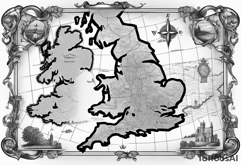 map of England with sword tattoo idea