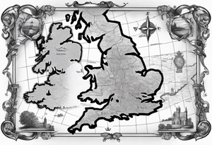 map of England with sword tattoo idea