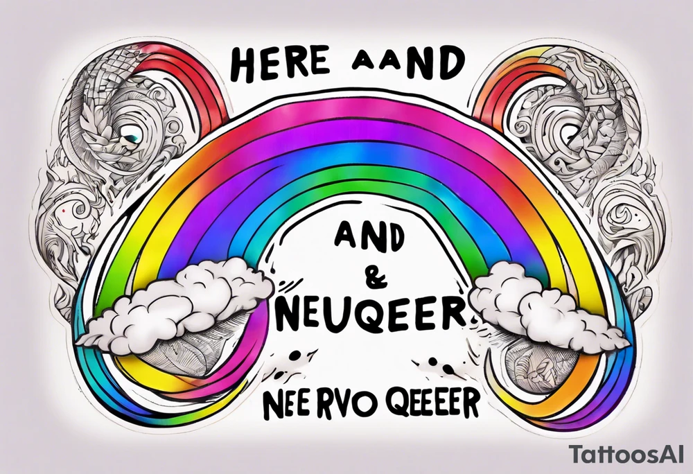 rainbow infinity symbol with the words "Here and Neuroqueer" tattoo idea