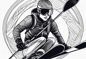 Line drawing skier tattoo idea