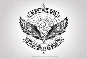 Minimalist design for a small tattoo with quote " never fold never back down" tattoo idea
