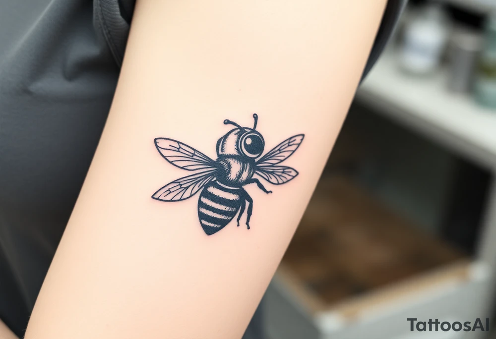 bee with a pilots hat flying next to a cessna tattoo idea