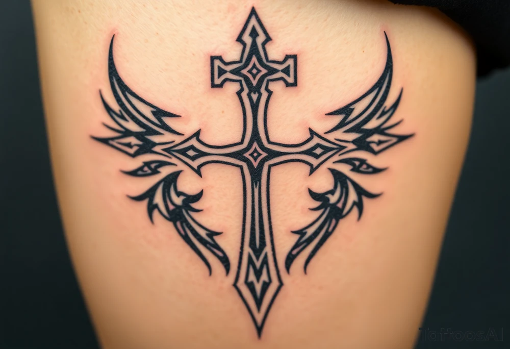 Cross upside down tattoo idea