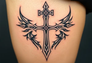 Cross upside down tattoo idea
