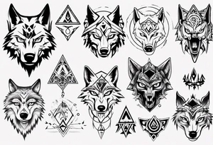 wolf head in zelda style tattoo idea