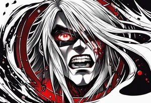 Bleeding tears flow from Alucard's eye in Hellsing tattoo tattoo idea