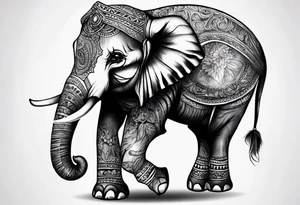 indian theme realistisc elephant tattoo idea