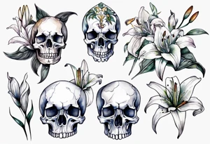 Skull and lilies tattoo idea