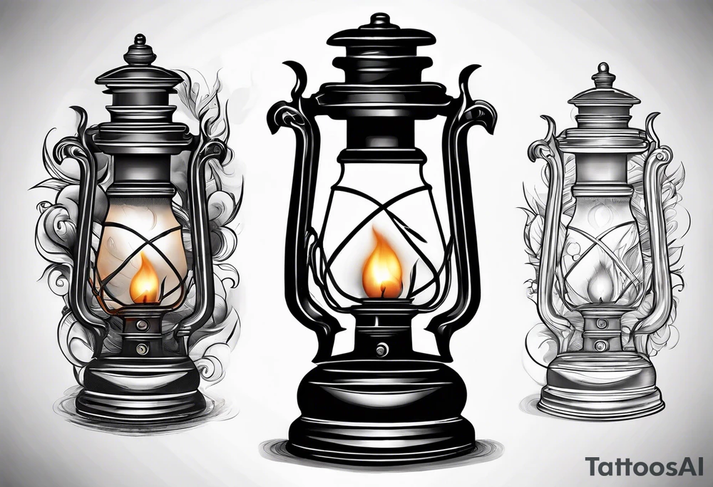 Extinguished oil lamp with smoke tattoo idea