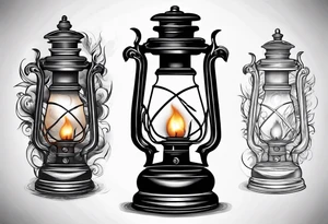 Extinguished oil lamp with smoke tattoo idea