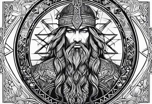 gods of Scandinavian mythology and runes tattoo idea