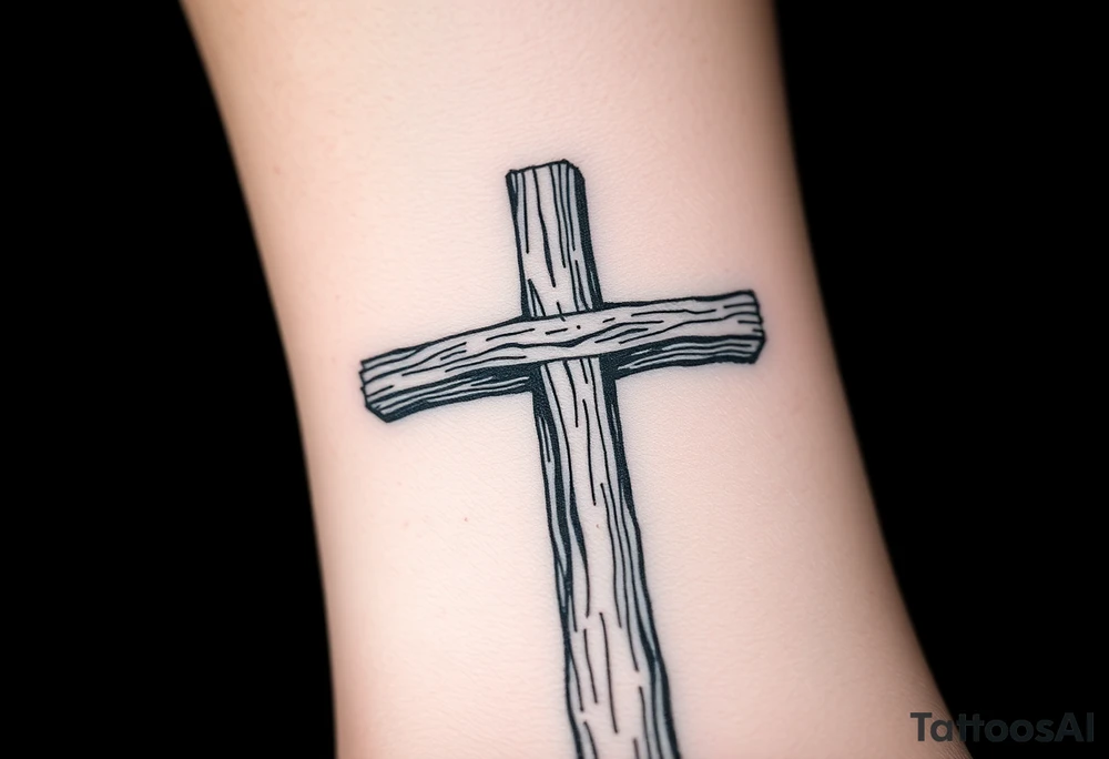 a wooden 12kv pole. Make the pole a cross that has a hidden resemblance to god. tattoo idea