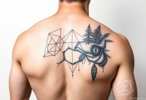 Math and nature on upper arm and shoulder tattoo idea