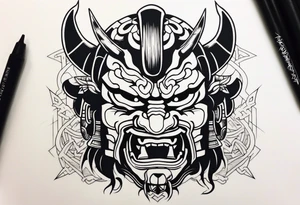 Cyber oni samurai tattoo idea