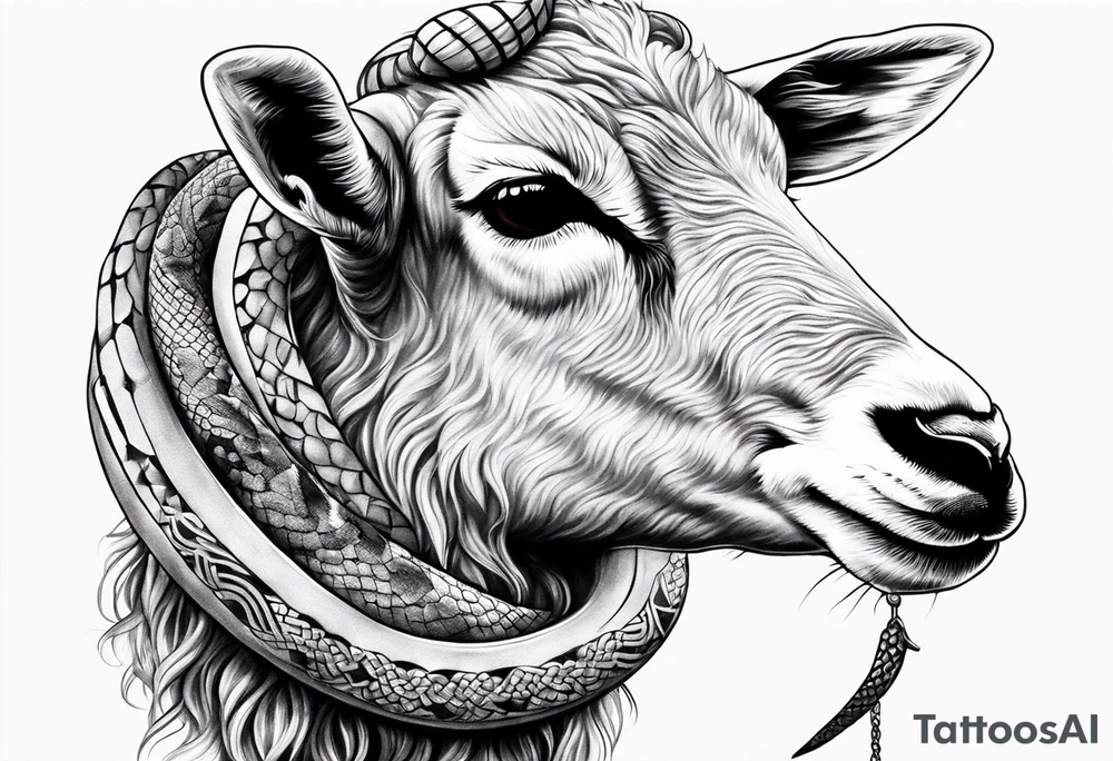 Tattoo of lamb eating a snake tattoo idea
