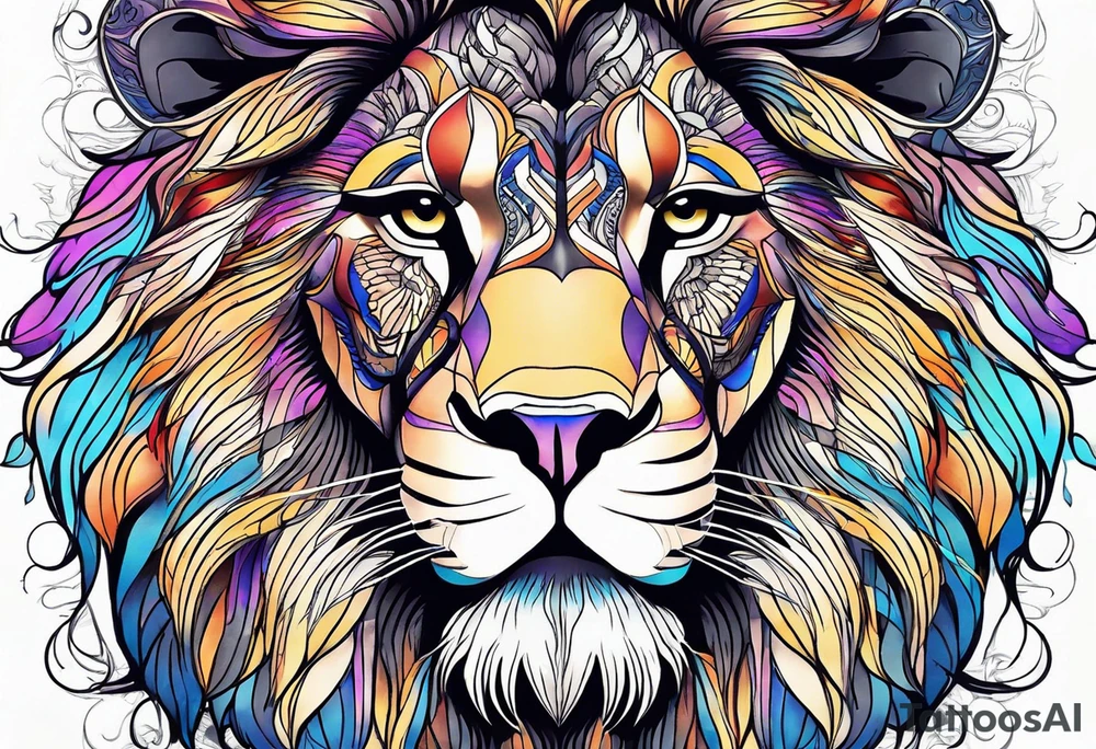 powerful majestic lion, close-up tattoo idea