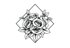 Small Roses filing up the inside of an elongated diamond shape tattoo idea